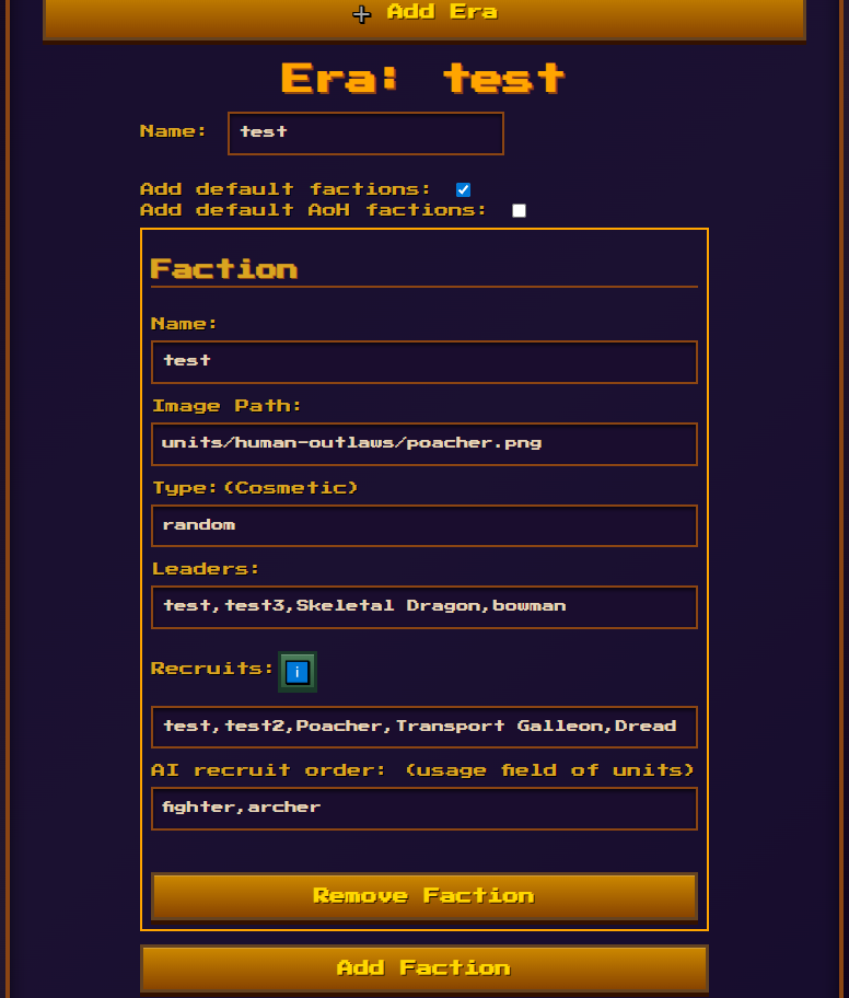 Eras customization page