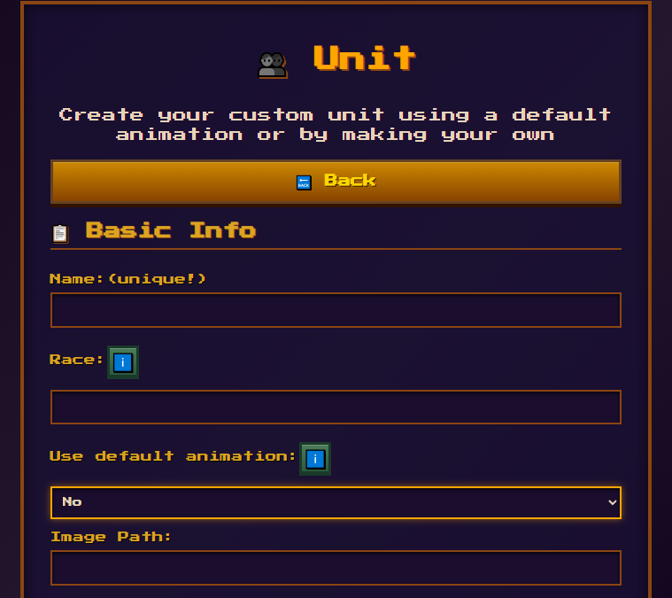 Default animation button location